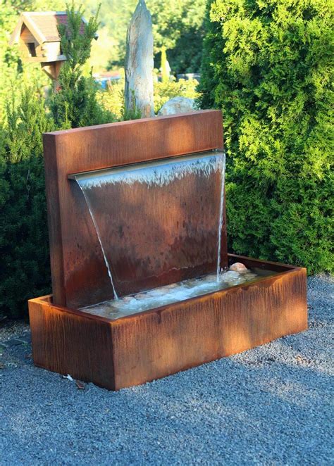 Von zeitlosen cortenstahl produkte zum individuellen cortenstahl zuschnitte! Wasserspiel Cortenstahl Wasserfall L 90 cm Gartenbrunnen ...