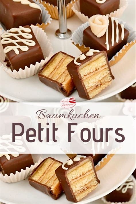 Das mit dem hintergrundstempel weihnachstspotpourri bestempelte papier um ein paar pralinen. Baumkuchen Petit Fours | Kuchen und torten, Kuchen und ...