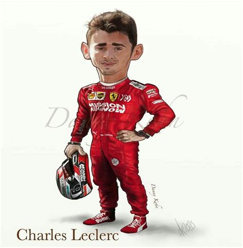 Charles leclerc heeft zich op de karts bewezen als een groot talent, in 2010 kart cup kf3 kampioen en nu in de f1 bij het team van sauber. Charles Leclerc caricature i 2020