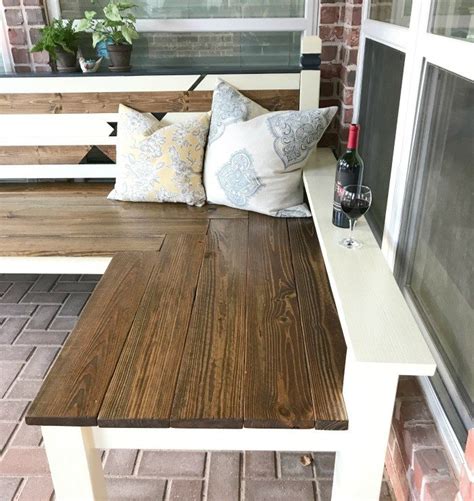 If you have a large patio and you want some shade so you can enjoy your time outside, these free building plans will come super handy. L-Shaped DIY Backyard Bench, just $130 - Abbotts At Home