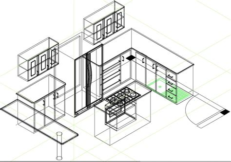 Clearance around the island is 40 all around. kitchen layout in DWG file - Cadbull