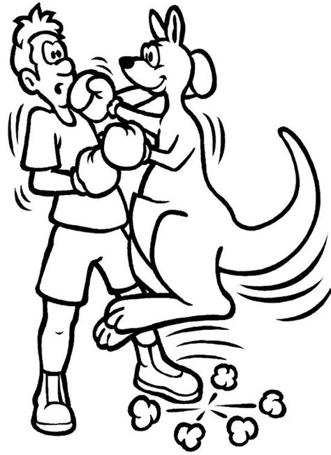 The symbol is often displayed prominently by australian spectators at sporting events, such as at cricket, tennis, basketball and football matches, and at the commonwealth and olympic games. Kangaroo And The Man Boxing Coloring Page | Love coloring ...