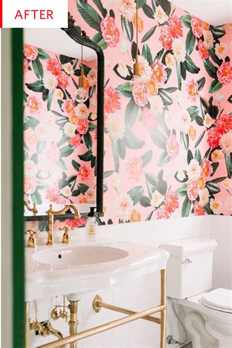 If you're not all about the big and bold designs, fear not. Floral Removable Wallpaper Bathroom Before After Photos ...