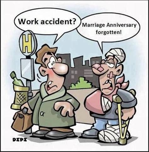 Forgot Wedding Anniversary | Work accident, Funny cartoons ...