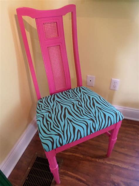 Zebra chair chair makeover my new room home projects diy furniture reupholster furniture recover chairs furniture refinishing refurbished furniture. reupholstered and painted dining chair! wowza! bright pink ...