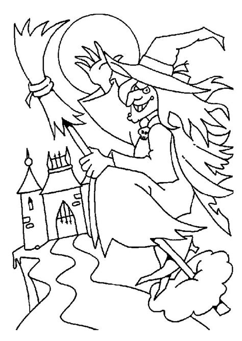 Alors que la lune est pleine, cette sorcière dans les airs se déplace aux commandes de son balai magique, probablement en direction d'une fête où d'autres sorcières rigolotes l'attendent. Coloriage halloween balai sorciere sur Hugolescargot.com