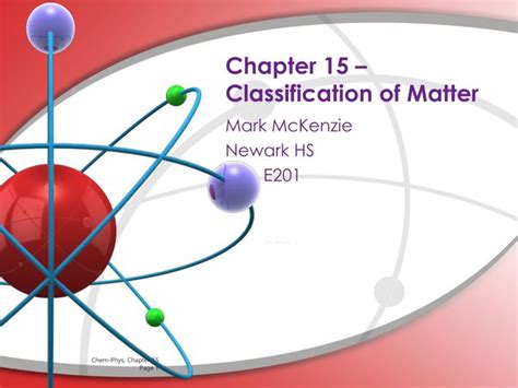 One way chemists describe matter is to assign different kinds of properties to different categories. PPT - Chapter 15 - Classification of Matter PowerPoint ...