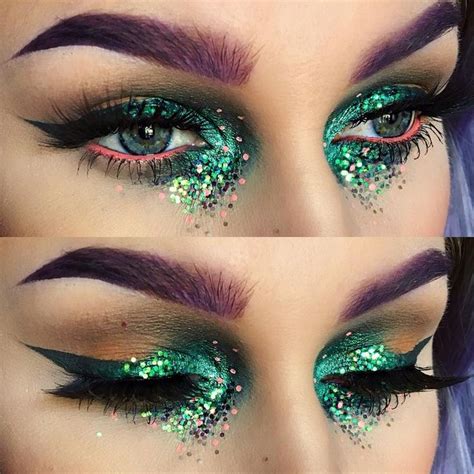 4 verzierung mit glitzer betupfen. fasching-schminken-augen-make-up-glitzer-augenbrauen ...