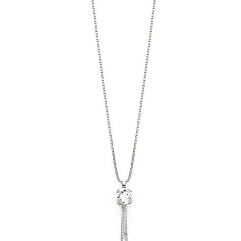  Victoria Cruz silver pendant with clear crystal double ...