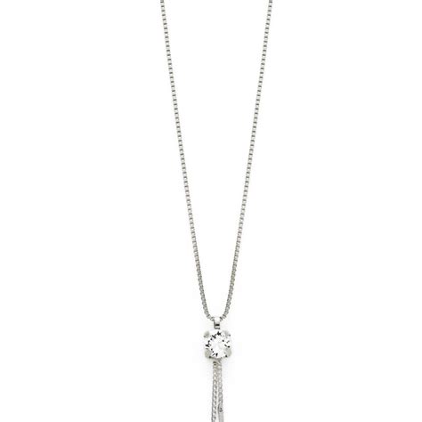  Victoria Cruz silver pendant with clear crystal double ...