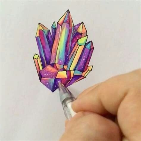 Don't require much time to get used to. Wow! Gel Pen art | Crystal drawing, Gel pen art, Gem drawing