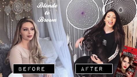 Dying my hair in a very dark brown brown shade, like almost black, at home. Dying my BLONDE HAIR TO BROWN at home! - YouTube