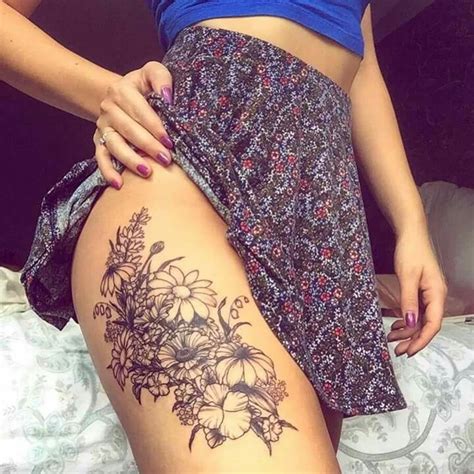 Upper leg flower tattoo floral thigh tattoos hip tattoo thigh. Upper Thigh Tattoos Designs, Ideas and Meaning | Tattoos ...