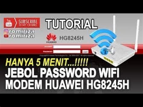 Jika anda menggunakan modem huawei hg8245h dari provider lain, anda juga dapat membatasi pengguna wifi dengan mudah. cara membobol password WiFi modem optik HUAWEI type HG8245A - YouTube