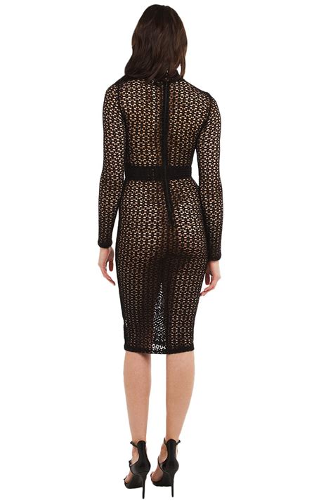 Rosegal provides the unique see through panties for curves, so no worry on sizes. Mock neck full sleeve see through midi dress in Black and White
