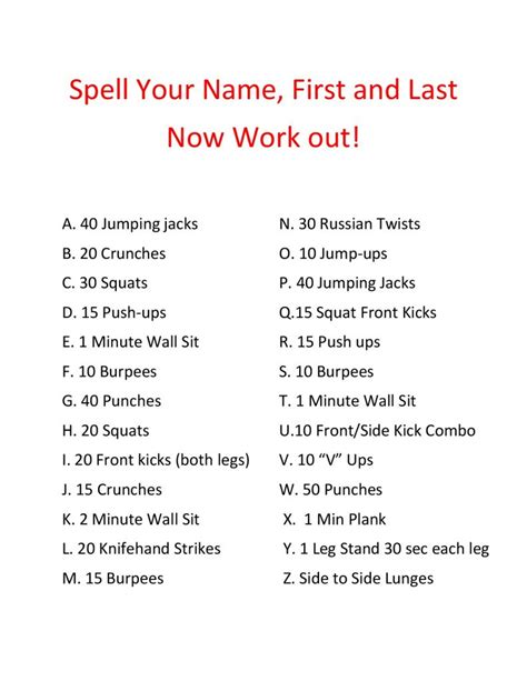 Jeder buchstabe des alphabets steht für eine . Alphabet Workout Challenge - Coventry Taekwondo