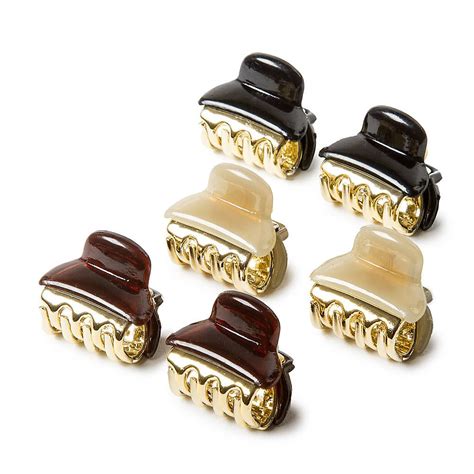 Basically, two claws are joint together by means of a spring, which helps to open you can always try your creative abilities to come up with some unique short hairstyles for yourself or your kids using these mini hair claw clips. Gold, Black and Tortoise Shell Mini Claw Clips Set of 6 ...