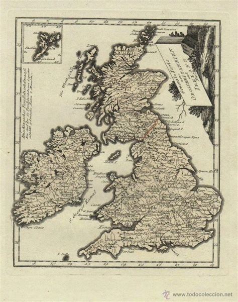 Cerca de ahí, quizás pueda haber negocios o empresas. gran mapa de gran bretaña e irlanda, 1780. reil - Comprar ...