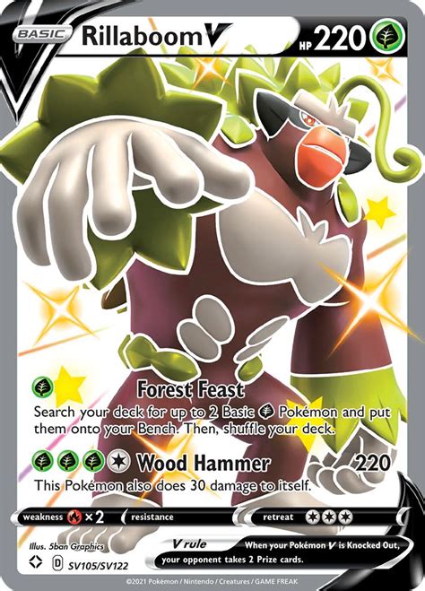 Read about indeedee (male) in pokemon sword and shield: Serebii.net Pokémon Card Database - Shining Fates - #105 Rillaboom