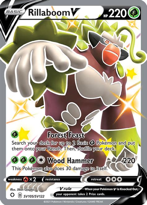 .used options and get the best deals for pokemon sword & shield rillaboom 60 card theme full art set of 3. Serebii.net Pokémon Card Database - Shining Fates - #105 Rillaboom