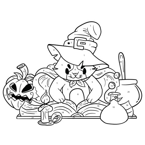 Halloween trick or treat coloring page. 8 Best Halloween Color By Number Printables - printablee.com