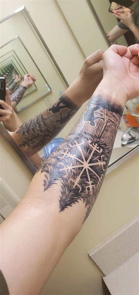 Check out gulf coast texan training videos. Vegvisir half sleeve with hikers in the woods done by jaz ...