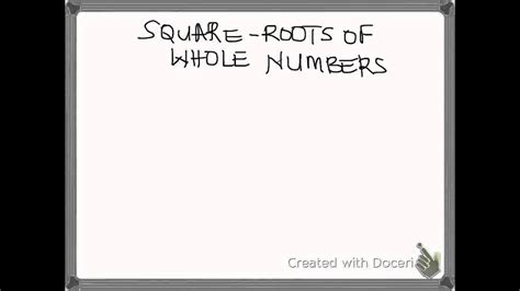 Then, place a 1 in front of any square root that doesn't have a coefficient, which is the number that's in front of the radical sign. Square Roots of Whole Numbers - YouTube
