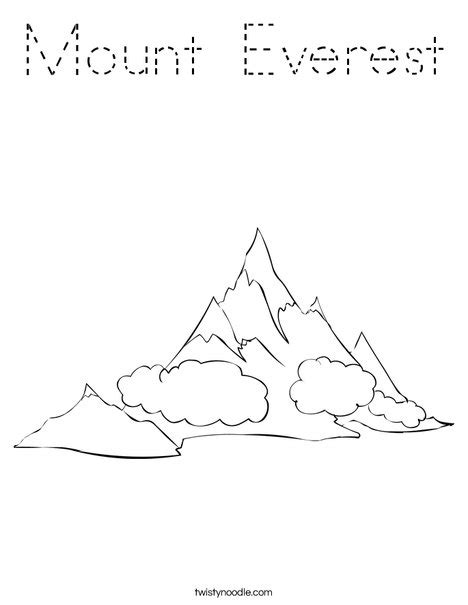 Printable paw patrol everest coloring pages for kids. Mount Everest Coloring Page - Tracing - Twisty Noodle