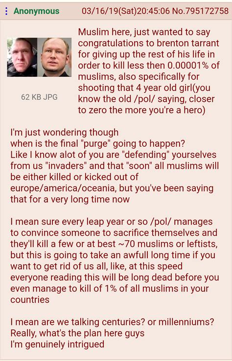 New zealand incident, radical ideology. Muslim Anon questions the Great Replacement : 4chan