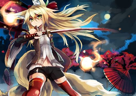 Either way, give upvotes below to your top anime characters with blond hair, and downvote any that you aren't a fan of. aliasing animal ears blonde hair foxgirl green eyes haik katana kokonoe tsubaki long hair navel ...