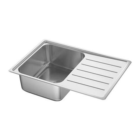 This sink has a sloping drainboard, so that excess water from dishes flows back into the bowl. VATTUDALEN Inset sink, 1 bowl with drainboard - stainless ...