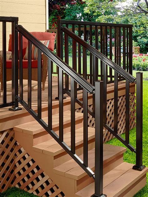 Normally handrails are only required if you have four steps or more or if your steps are of a certain. Diy Aluminum Railing System Stair Railing Black with Wide ...