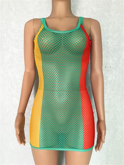 Nulibenna Women's Summer Fishnet Mesh Bikini Cover Up Dress Bodycon ...