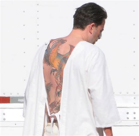 Yet ben affleck changed his tune on wednesday's episode of ellen, as he defended his artwork and hit out at critics of the giant depiction of a phoenix. ben affleck back tattoo huge