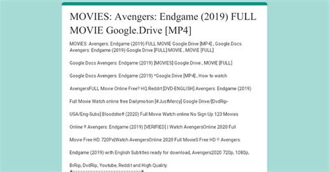As evidenced by april fools' day , google is fond of inserting easter eggs into products. MOVIES: Avengers: Endgame (2019) FULL MOVIE Google.Drive MP4