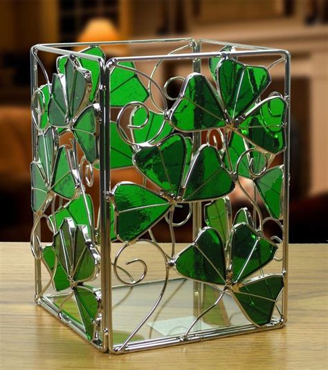 The sides are made with clear baroque glass and alternating purple and turquoise textured glass tiles. Amazon.com: Shamrock Candle Holder with a LED Candle ...