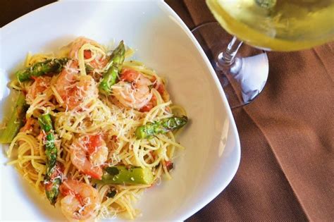 Balance out carbs with shrimp: Angel Hair Pasta with Shrimp, Asparagus, and Basil ...