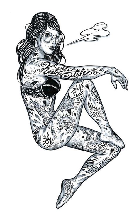 Some of the coloring page names are kinky coloring at, pin up girl coloring at, pin up coloring at, hot girl coloring at, 5 of burlesque mermaids to color adult coloring dance, lets cook by jadedragonne on deviantart coloring, pin by margie castillo on out people coloring, pin on people coloring, image result for marguerite. Titillating Tattooed Vixen Drawings : Adam Isaac Jackson