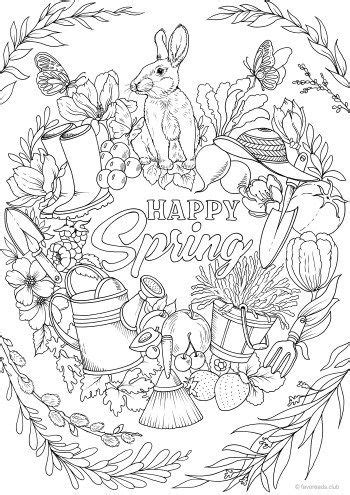 These spring coloring pages are perfect for adults and teens! Happy Spring - Favoreads Coloring Club | Spring coloring ...