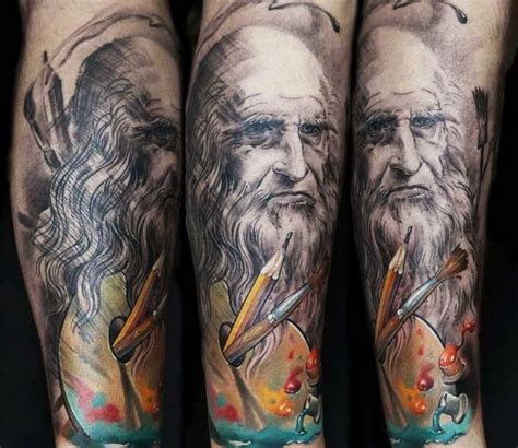 Our team of highly skilled artists specialize in all areas of tattoo art, including american traditional, japanese, cover ups, portraits and much more. Leonardo da Vinci tattoo by Dmitriy Samohin | Tattoos ...