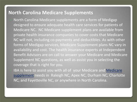 Medicare supplement insurance (medigap) policies. PPT - Medicare Supplement Charlotte, Durham, Apex, Raleigh NC PowerPoint Presentation - ID:7672515