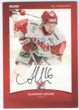 Utgivaren ansvarar inte fï¿½r innehï¿½llet nedan. 2012-13 SHL s.1 Signatures #16 Alexander Larsson Timrå IK