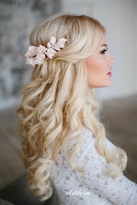 Long hair looks precious with half up half down style. 20 Creative Half Up Half Down Wedding Hairstyles - Hi Miss ...