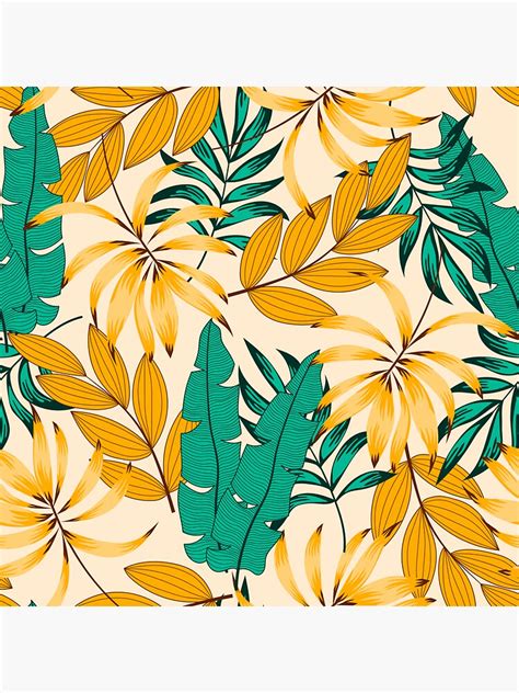 Exotic card, poster, banner with palm leaves. "Summer seamless tropical pattern with bright plants and ...