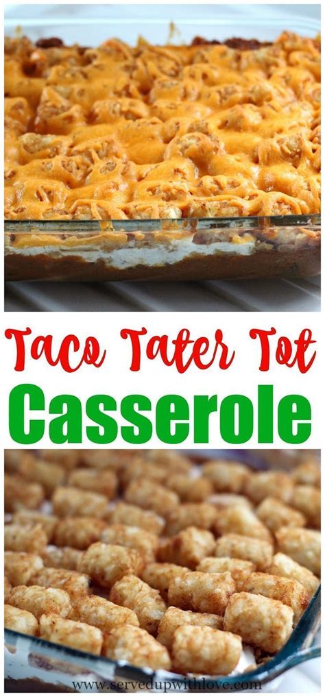 He asked why i hadn't put it on the blog yet, so i decided to share this easy comfort food with you. Taco Tater Tot Casserole | Recipe | Tater tot casserole ...