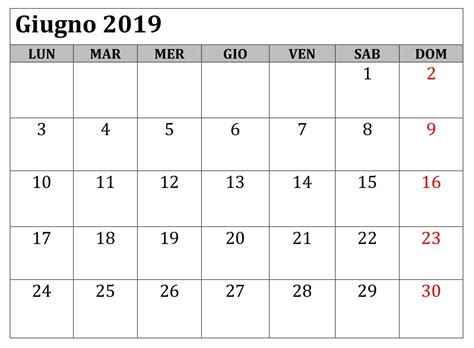 Calendario mensual para agosto de 2021 en 1 página. Calendario Giugno Formato 2019 Da Stampare | Calendario ...