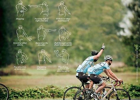 Whether it is warning other riders of potential. Cycling sign language via Bicycling Magazine.- GO BODY is ...