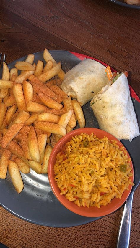 This is a great recipe for getting. Spicy rice, peri peri chips, grilled chicken wrap medium ...