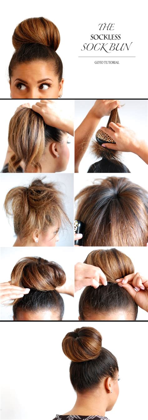 This sock bun is all bun and it sits high on top of the head. How to make a sock Bun: 18 Step by Step Tutorials