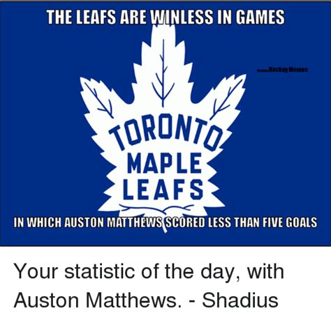 They compete in the national hockey league (nhl) as a member of the north division. The LEAFS ARE WINLESS IN GAMES Saadus Hockey Memes TORONTO MAPLE LEAFS IN WHICH AUSTON MATTHEWS ...